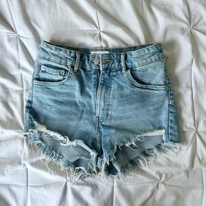 Zara Distressed Blue Jean Shorts